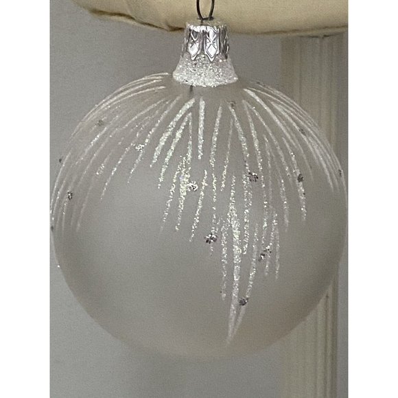 Vintage Blown Frosted Glass Christmas Tree Ball Ornament Marked Columbia on Top - Picture 13 of 16